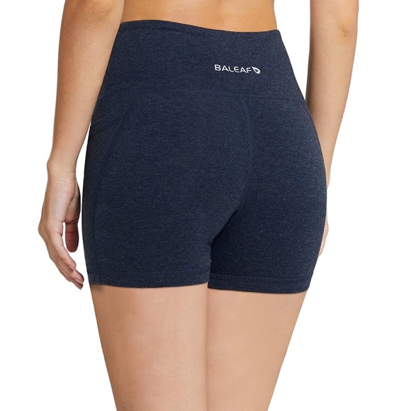 Baleaf side pocket high waist heathered blue biker shorts - Picture 11 of 14